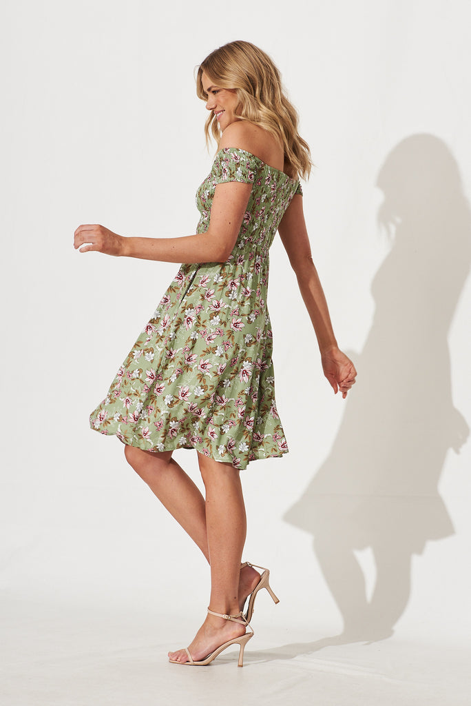 Dixie Dress In Sage Green Floral - side