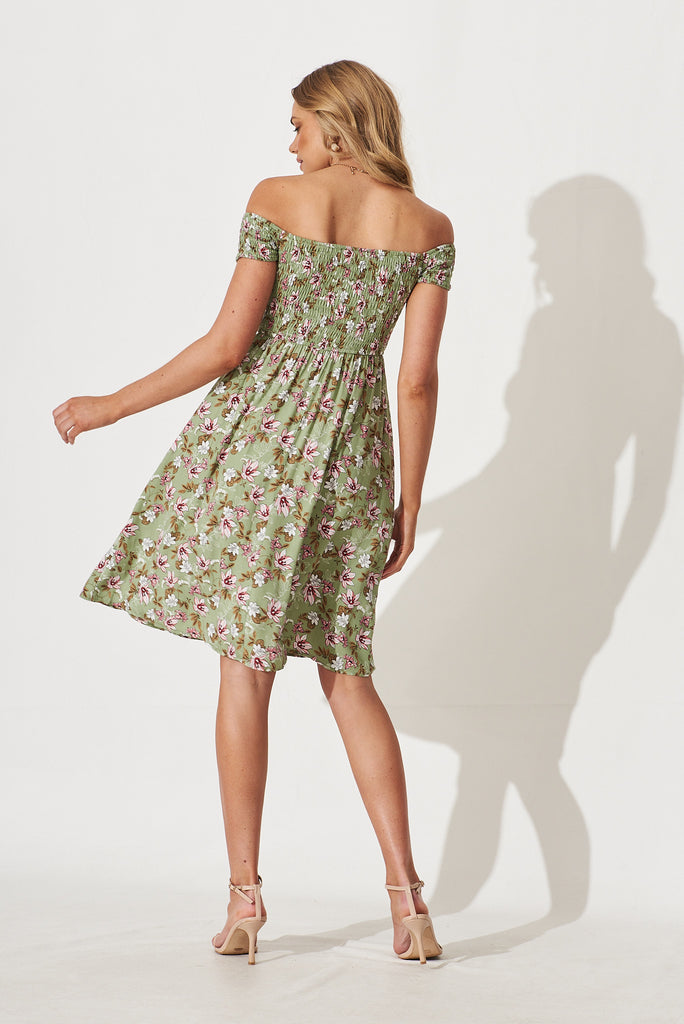 Dixie Dress In Sage Green Floral - back