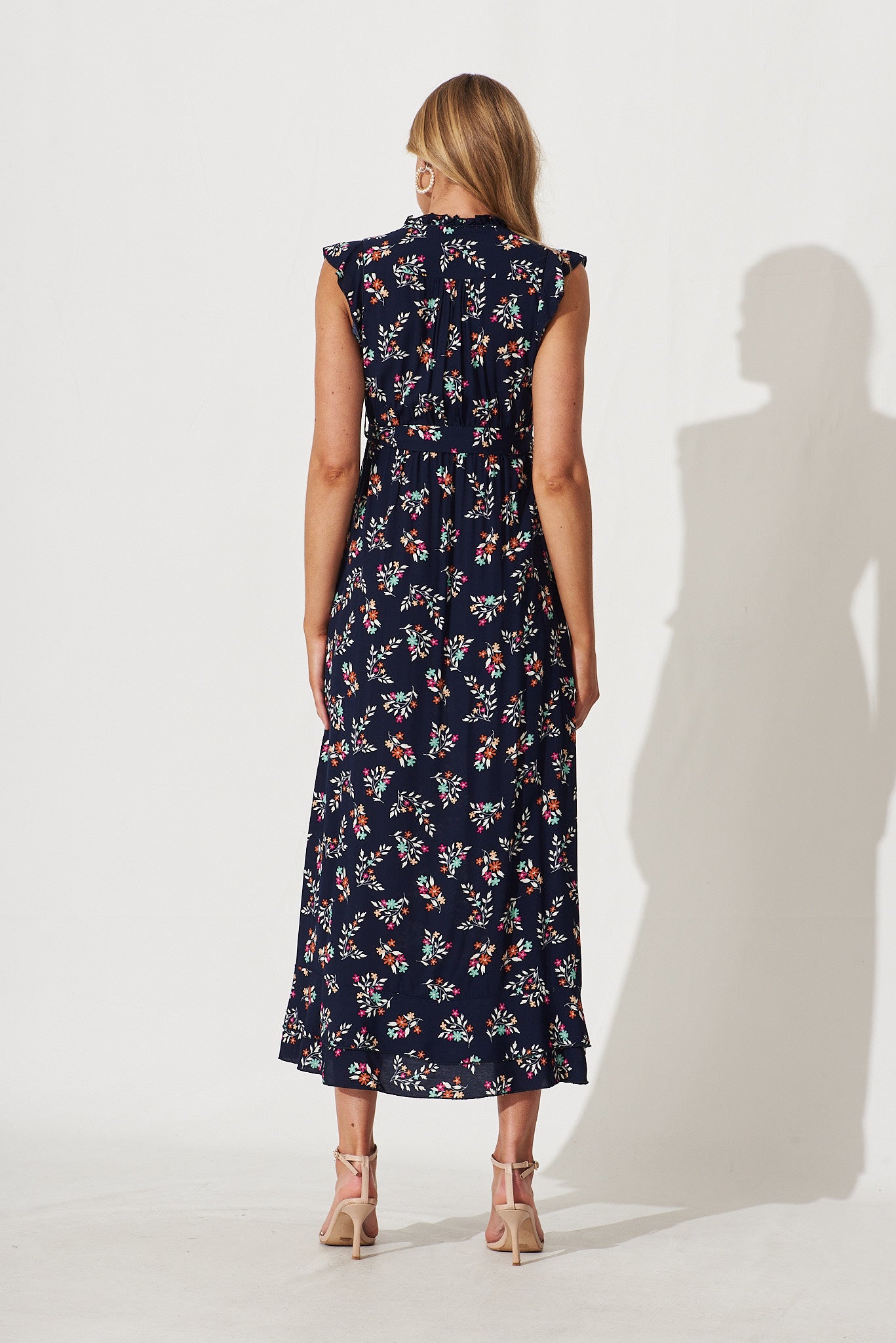 Wolverhampton Maxi Dress In Navy With Floral Print – St Frock