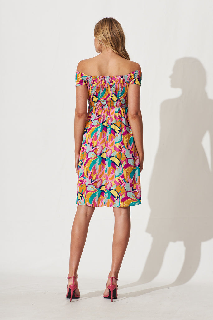 Dixie Dress In Multi Abstract Floral Print - back