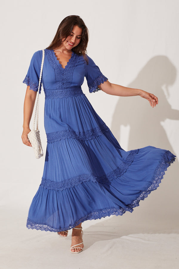 Mona Maxi Dress In Blue – St Frock