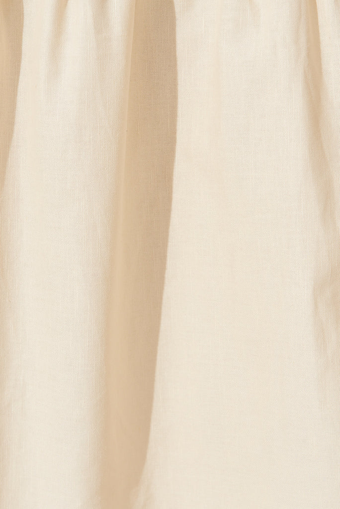 Caribbean Midi Dress In Beige Cotton Linen - fabric