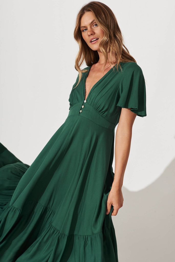 Nevada Maxi Dress In Green - front