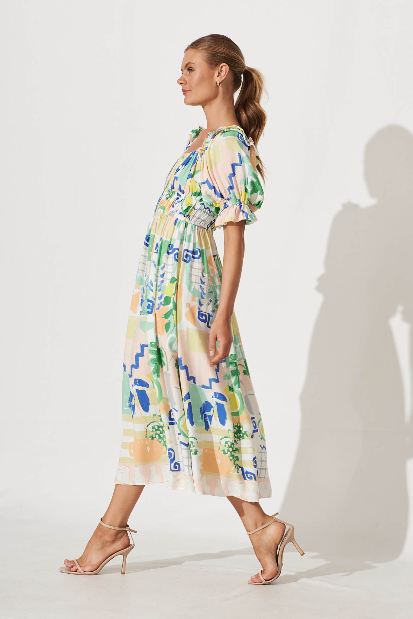 Truly Midi Dress In Multi Mediterranean Garden Print – St Frock