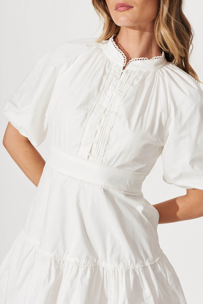 Poetic Dress In White Cotton - detail