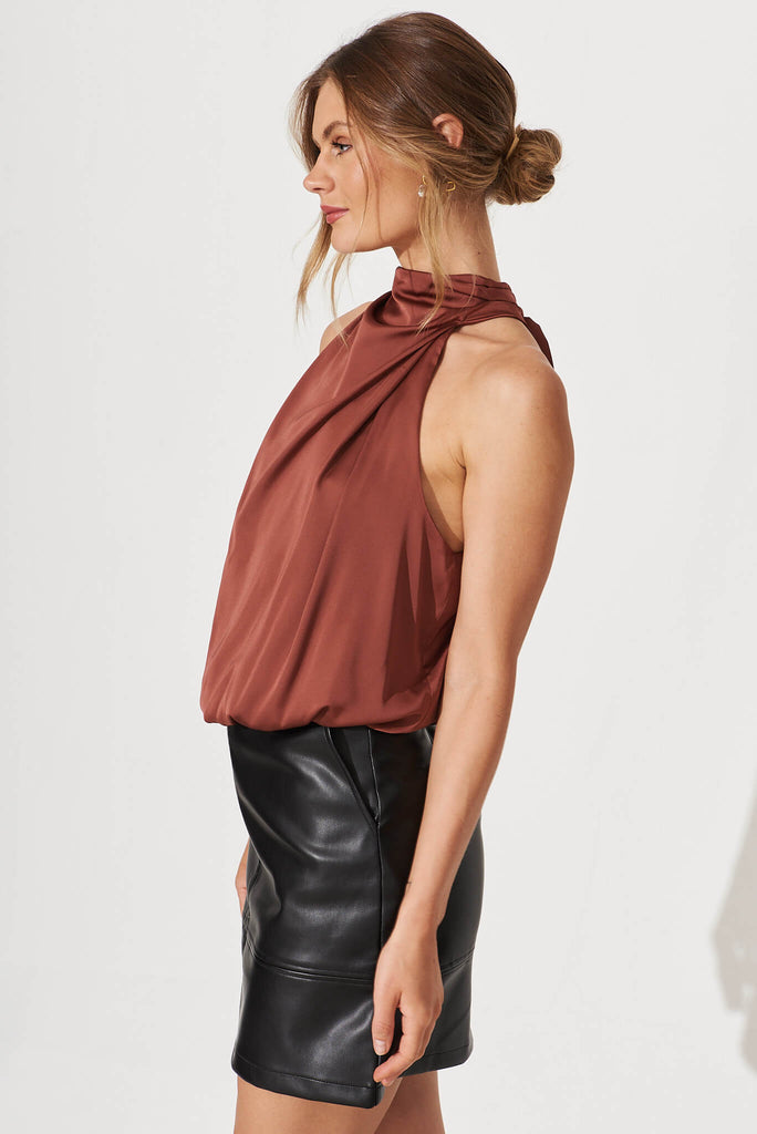 Roxanne Top In Chocolate Satin - side