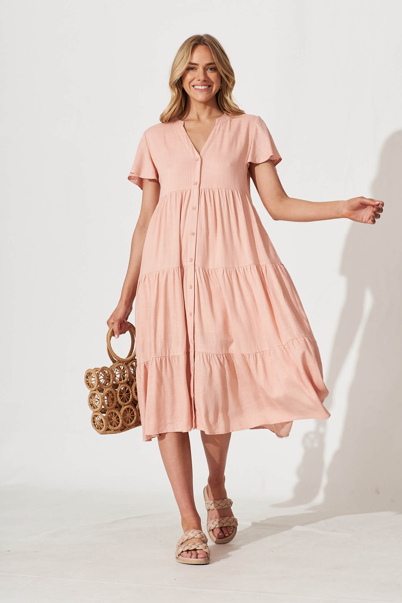 Blush pink shirt dress sale