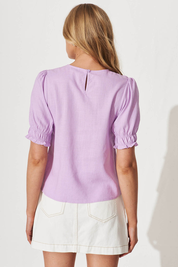 Melanie Top In Lilac Linen Blend - back