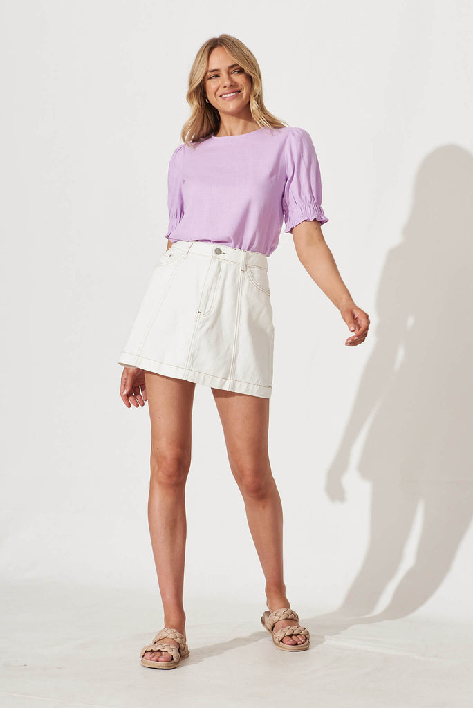 Melanie Top In Lilac Linen Blend - full length