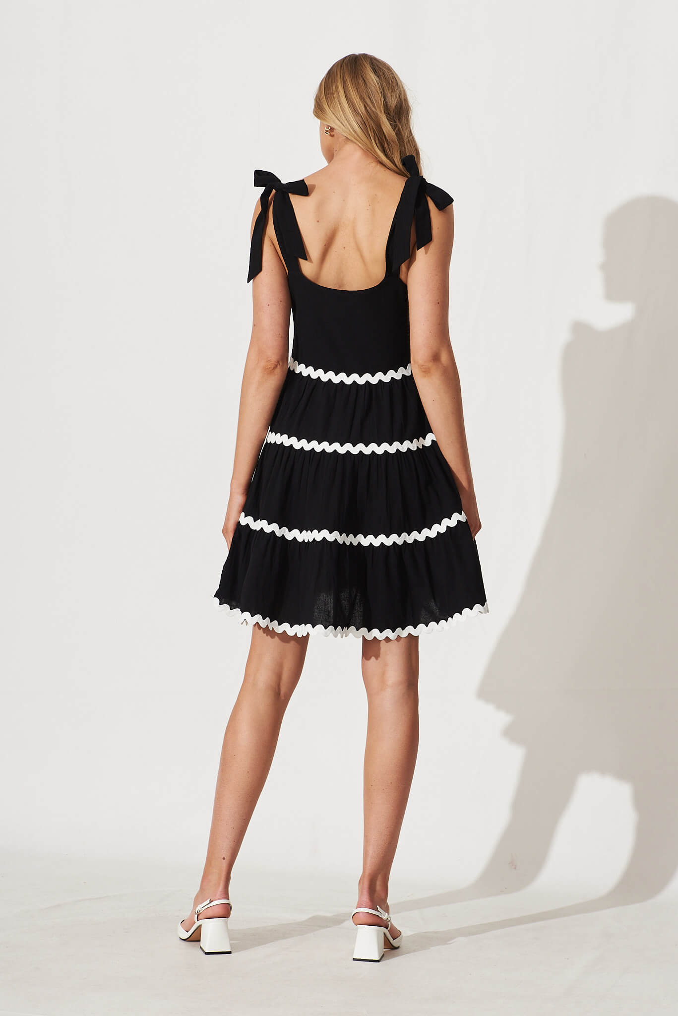 Claus Dress In Black With White Ric Rac Trim Cotton – St Frock