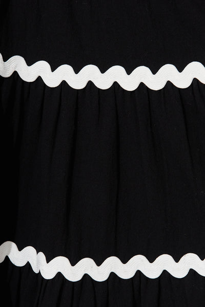 Idol Midi Sundress In Black With White Ric Rac Trim Cotton – St Frock