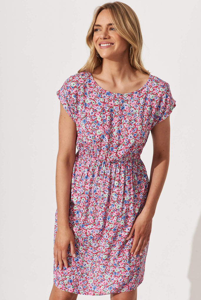 Darcy Dress In Pink Multi Floral - front