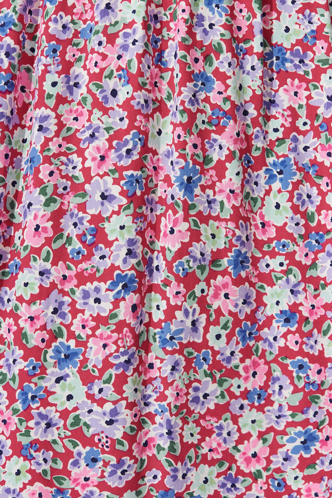 Darcy Dress In Pink Multi Floral - fabric