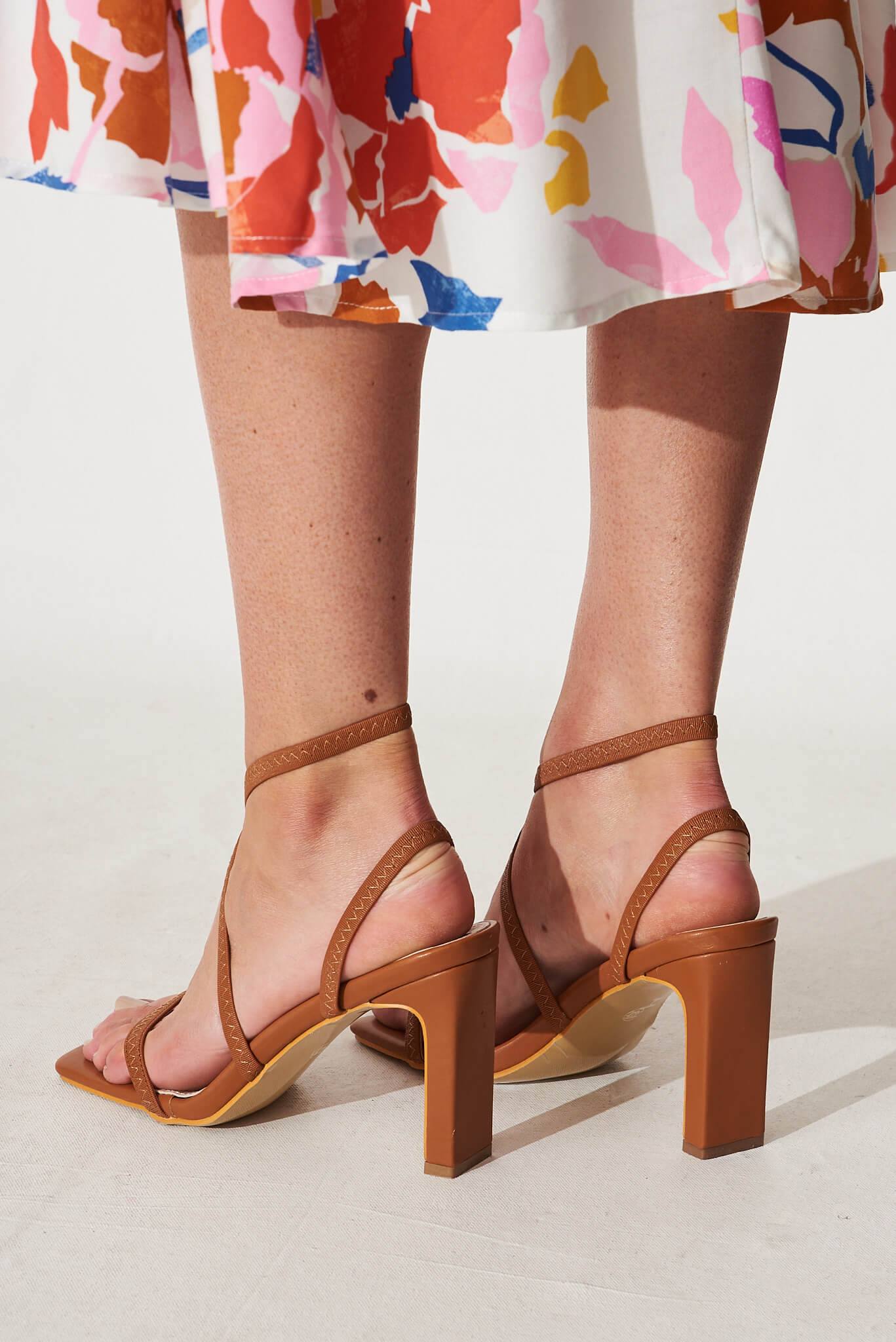 Shanty Strappy Block Heels In Tan St Frock