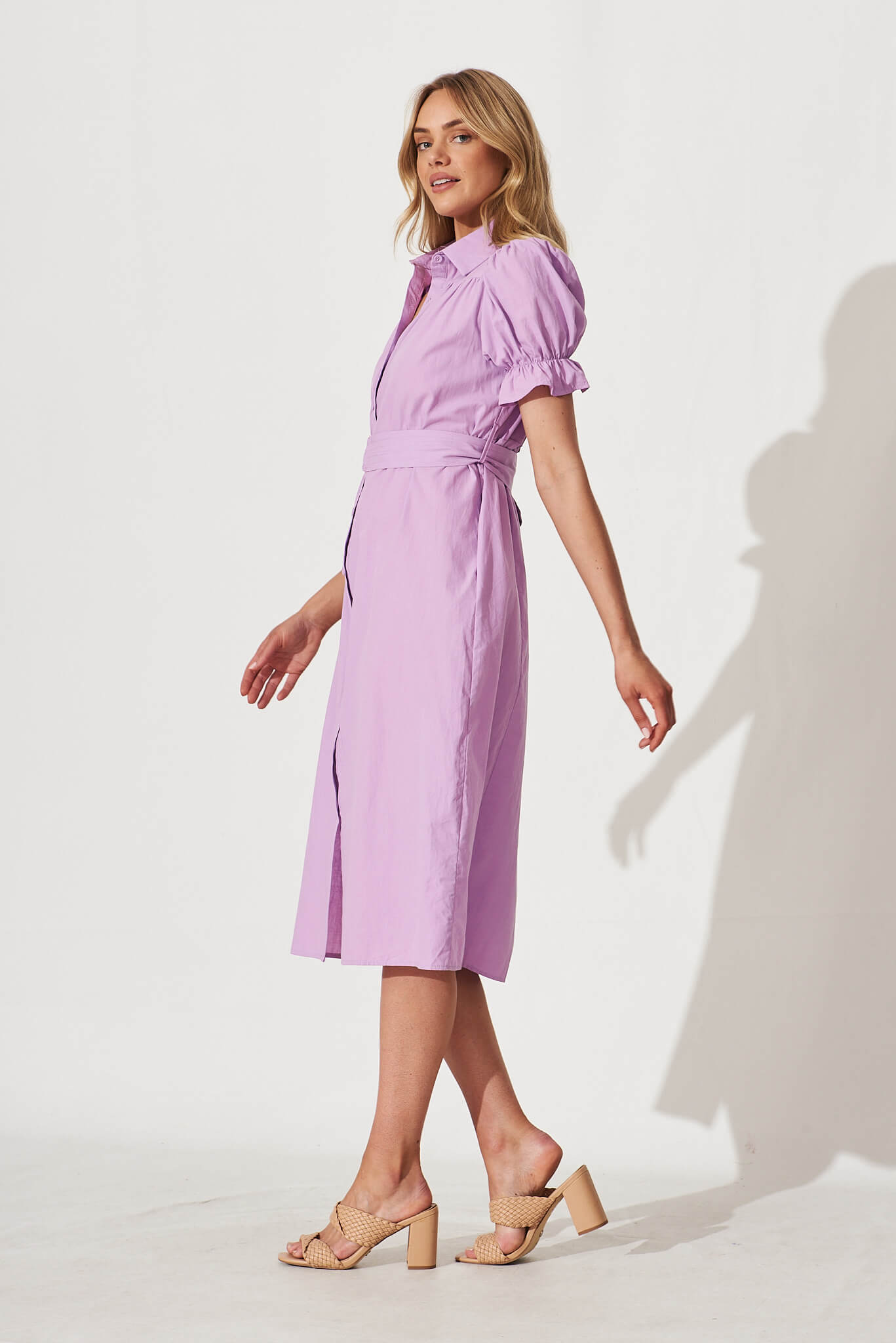 Sicilly Midi Shirt Dress In Lilac Cotton St Frock