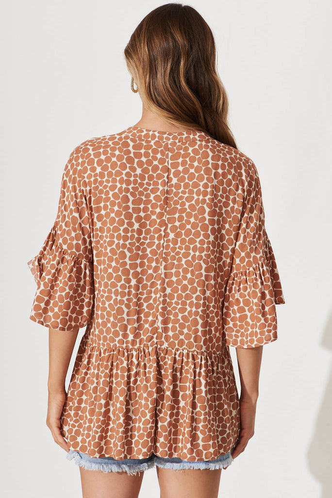 Relia Top In Cream With Tan Polka Dot - back