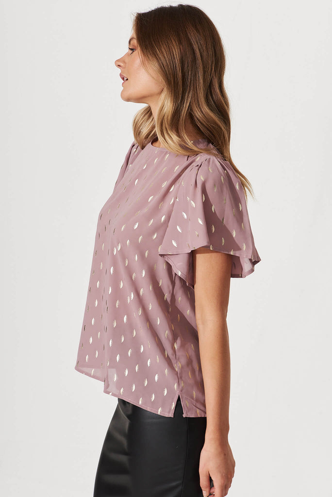 Nadea Top In Dusty Rose With Metallic Fleck - side