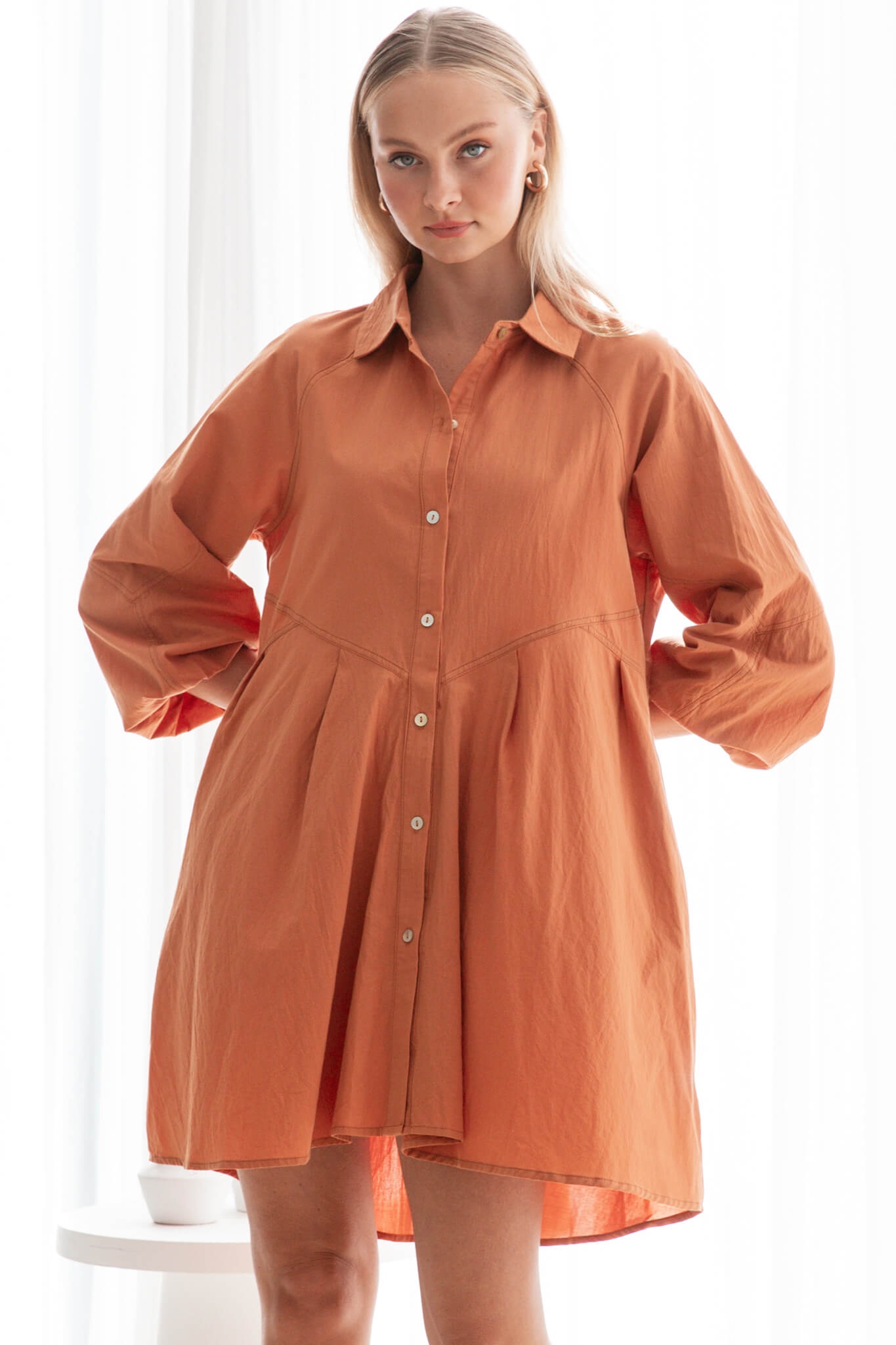 Mindful Shirt Dress In Rust Cotton – St Frock