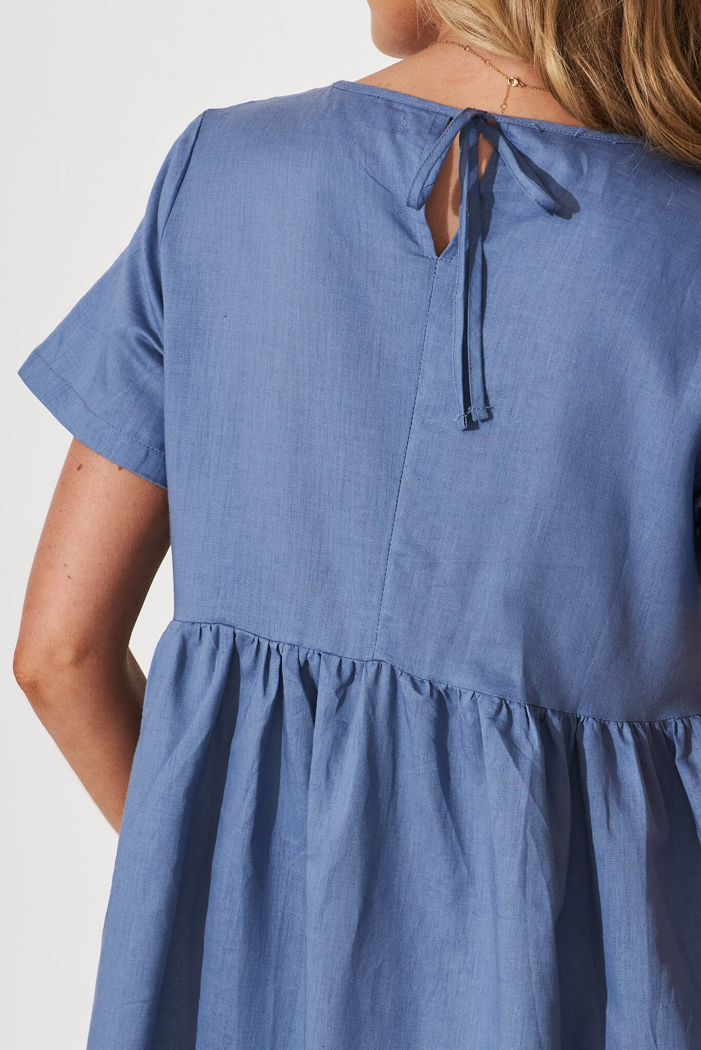 Seaside Midi Smock Dress In Blue Linen Cotton – St Frock