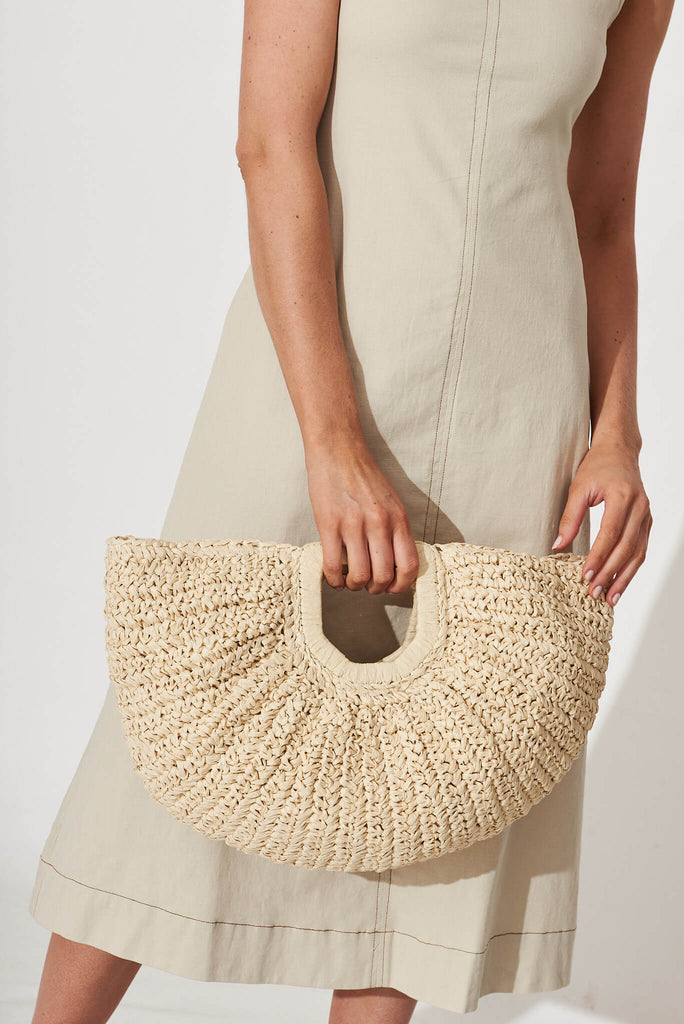 August + Delilah Moana Raffia Bag In Beige - front