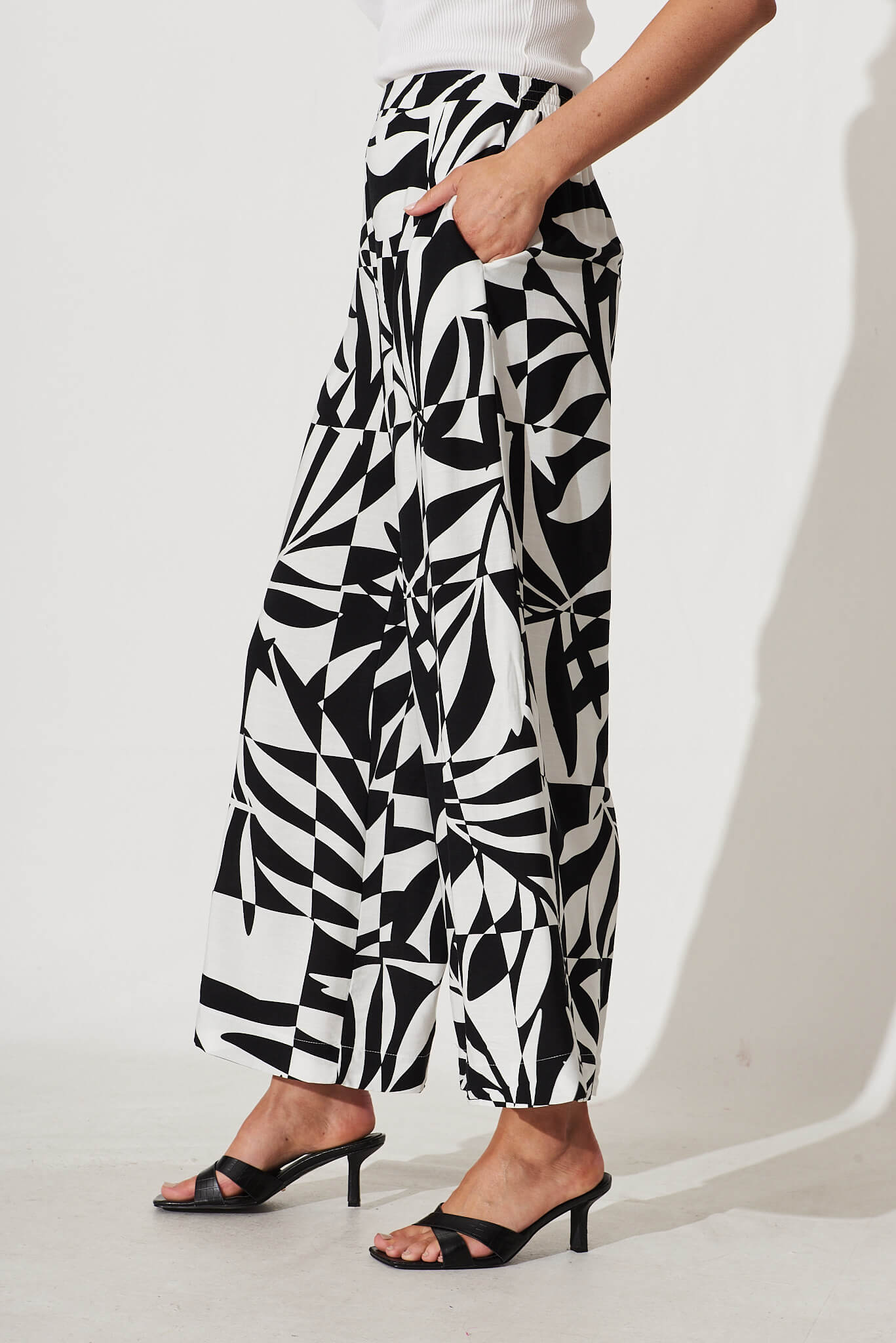 Origin Wide Leg Pant In Black And White Print – St Frock