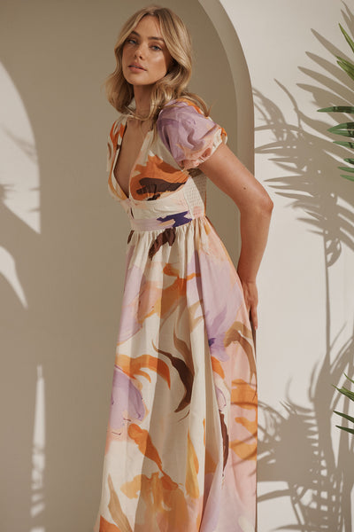 Mel Maxi Dress In Bright Multi Floral – St Frock