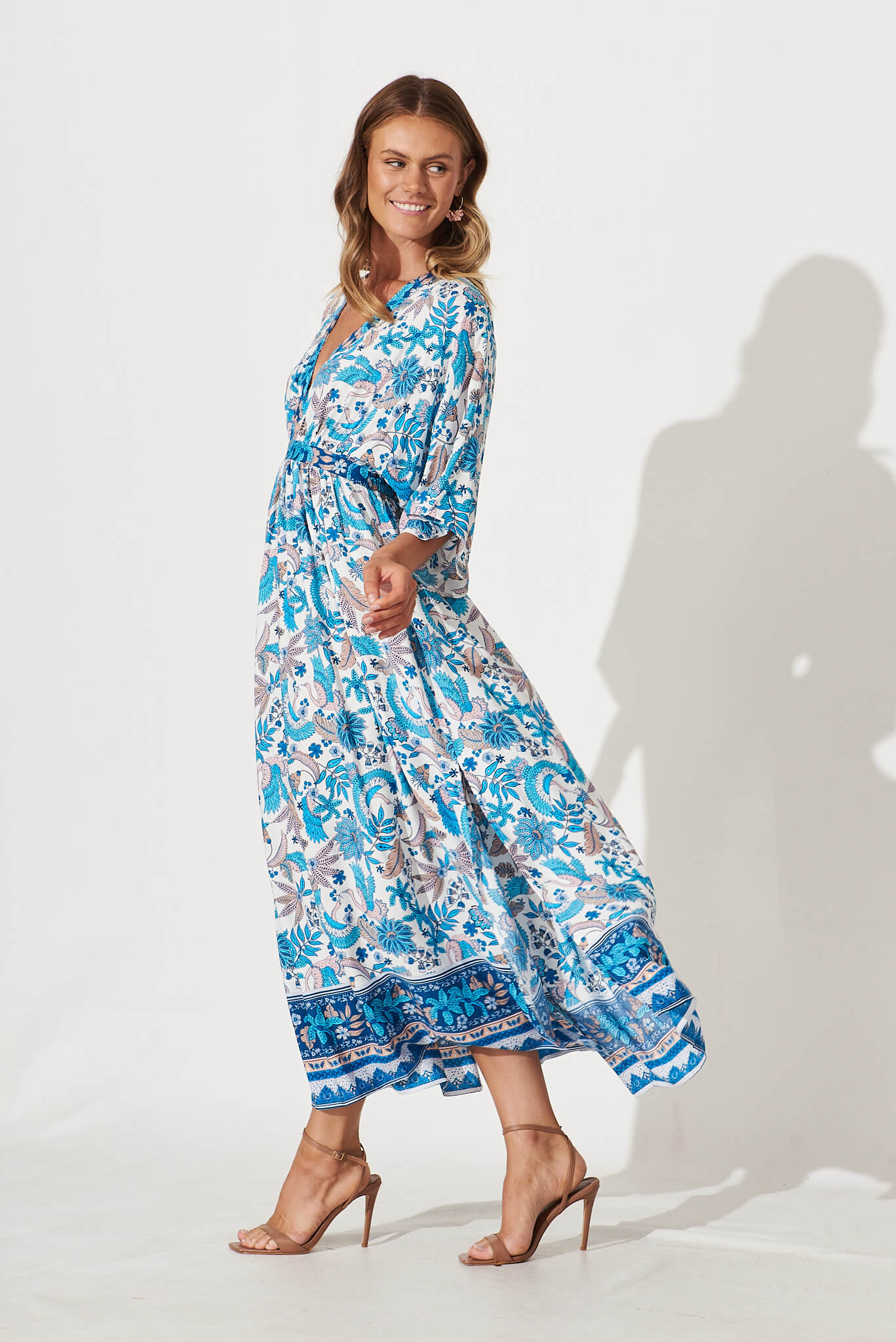 Floral Border Print Maxi Dress