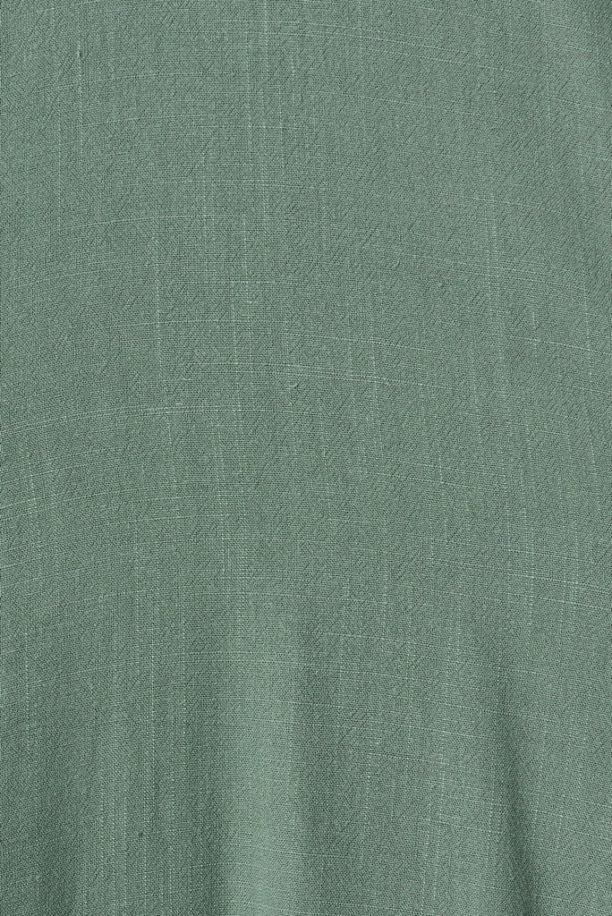 Morgan Midi Dress In Sage Green Linen - fabric