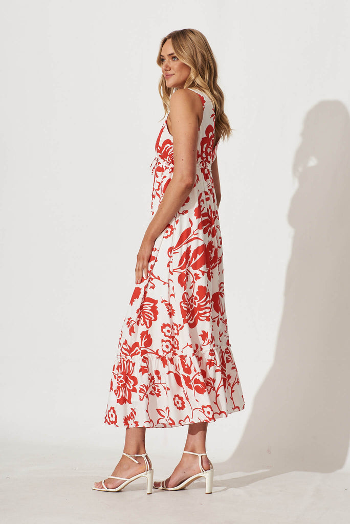 Knowles Maxi Dress In White And Red Print - side