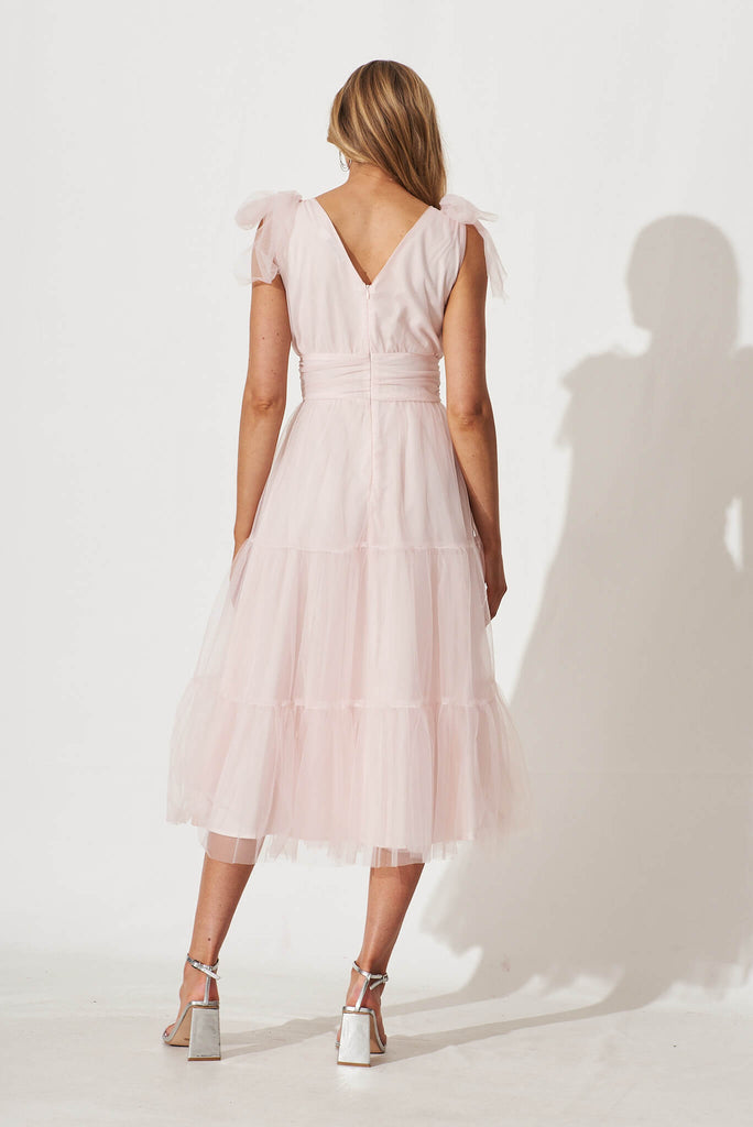 Aubrey Midi Dress In Blush Tulle - back