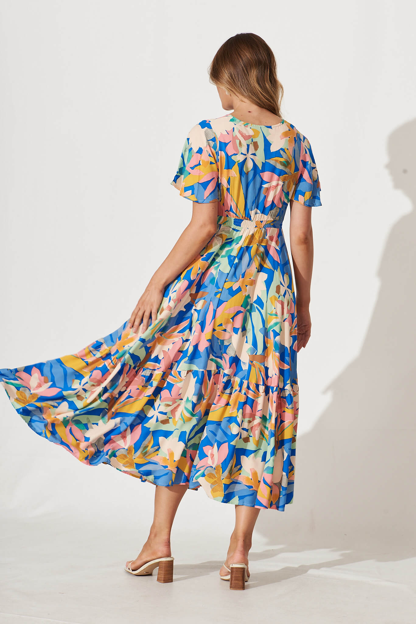 Nevada Maxi Dress In Cobalt With Multi Floral – St Frock