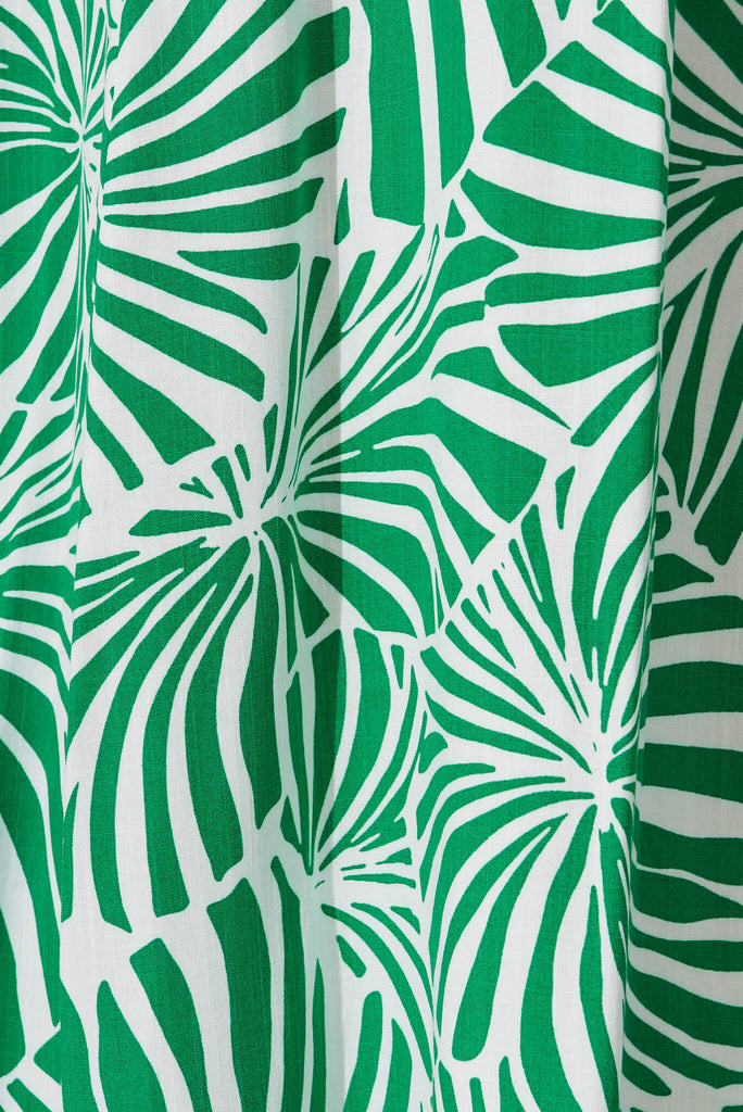 Raquelle Maxi Dress In Green And White Palm Print - fabric