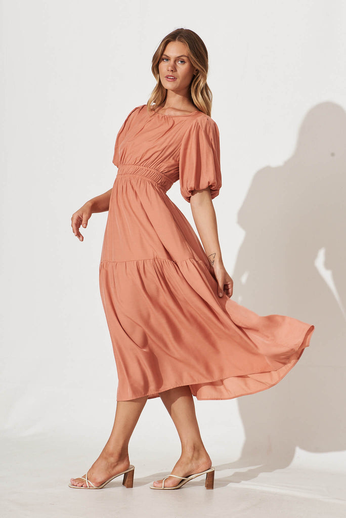 Stargazer Midi Dress In Peach - side