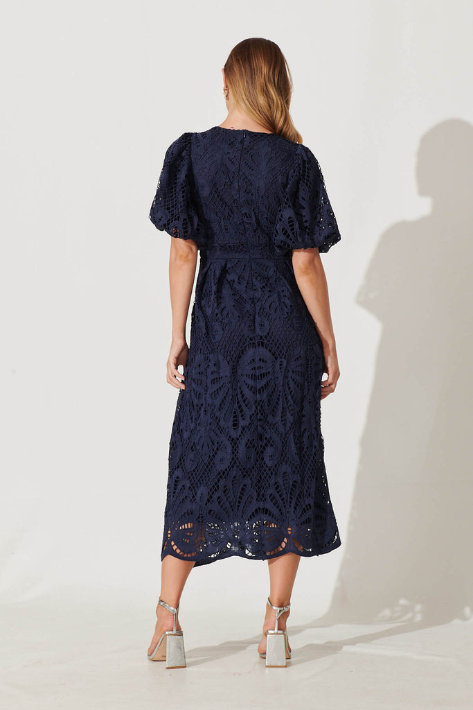 Millie Lace Maxi Dress In Navy - back