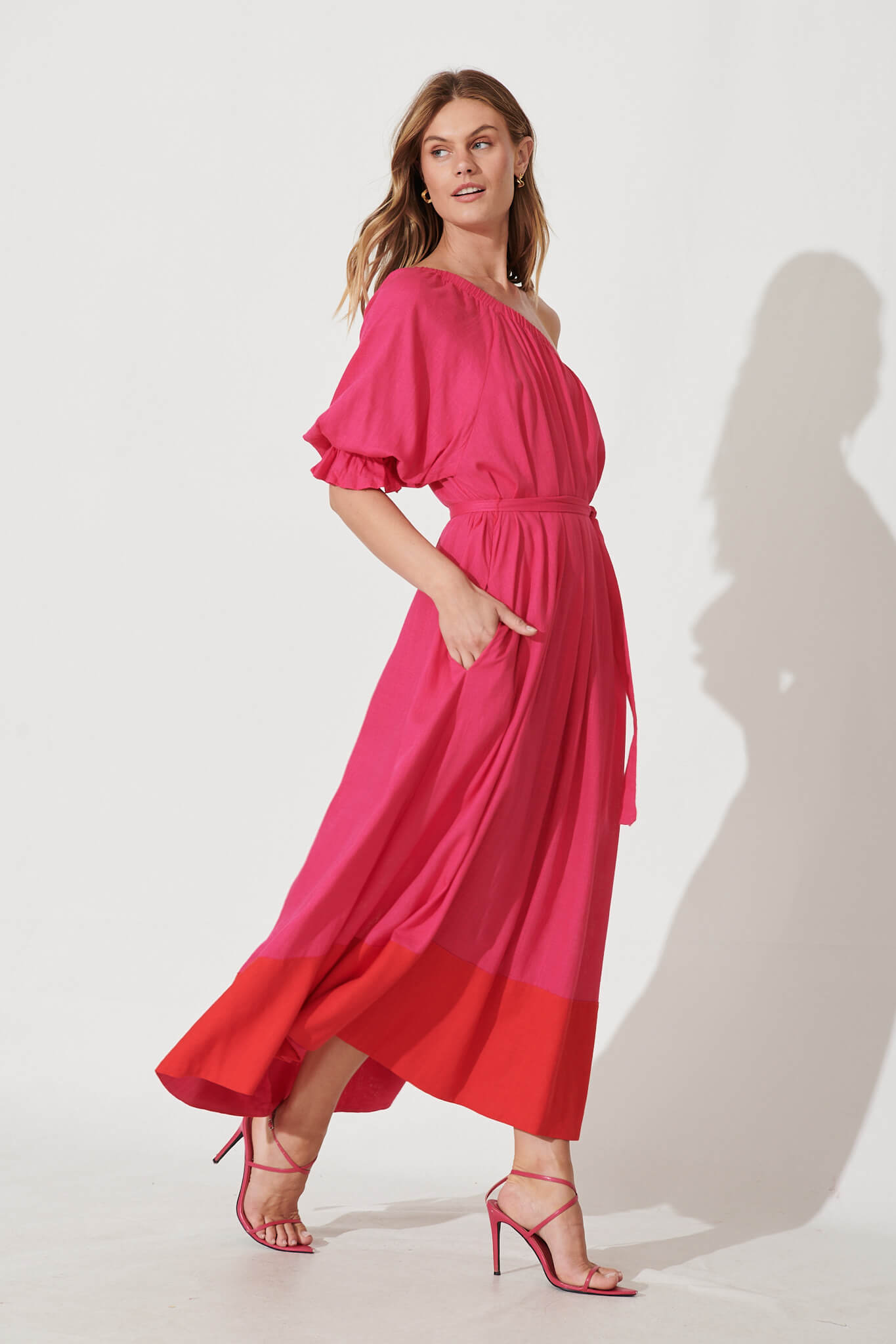 Pink linen maxi top dress