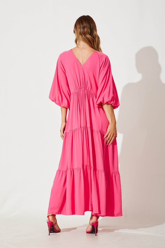 Effortless Maxi Dress In Hot Pink - back