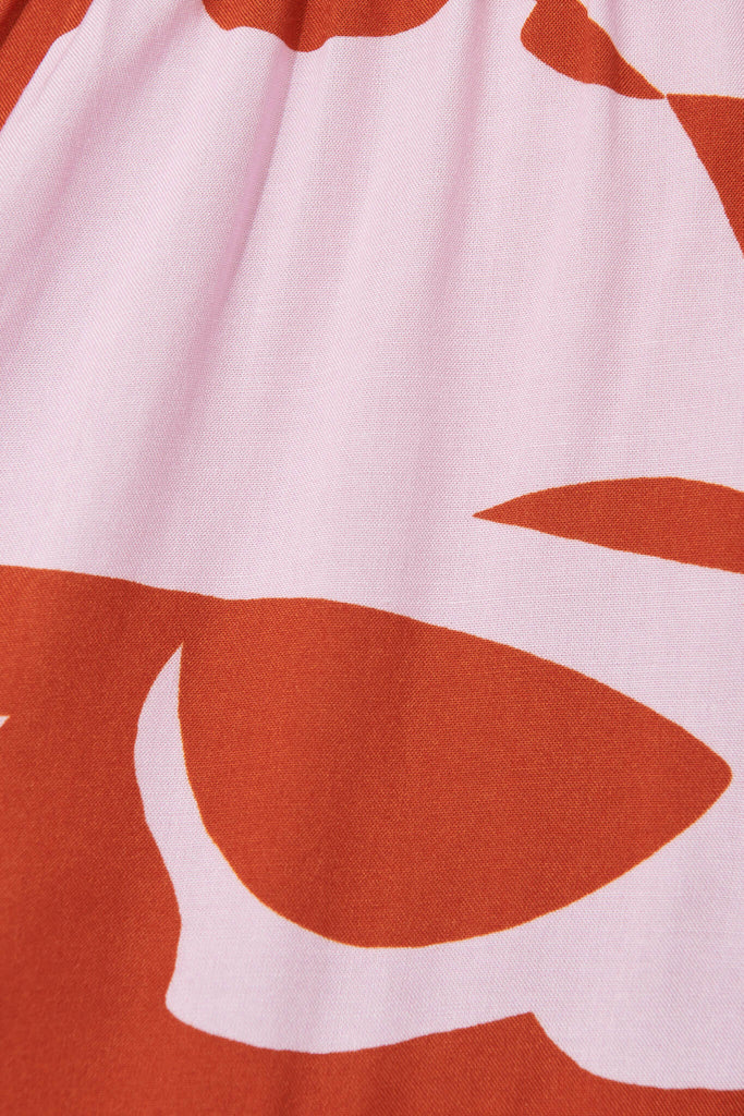 Solar Dress In Rust And Pink Geometric Print - fabric