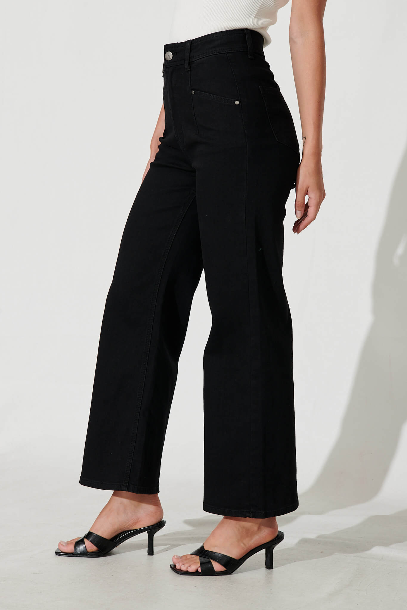 Margaret High Rise Wide Leg Jean In Black Denim – St Frock