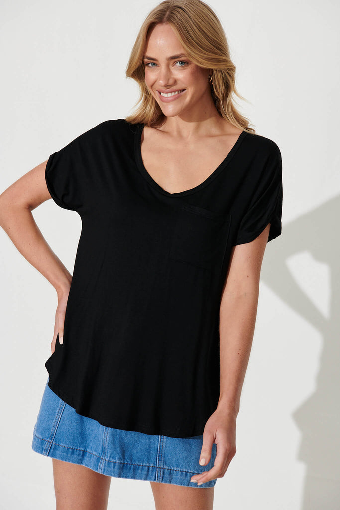 Margi Jersey T Shirt In Black - front