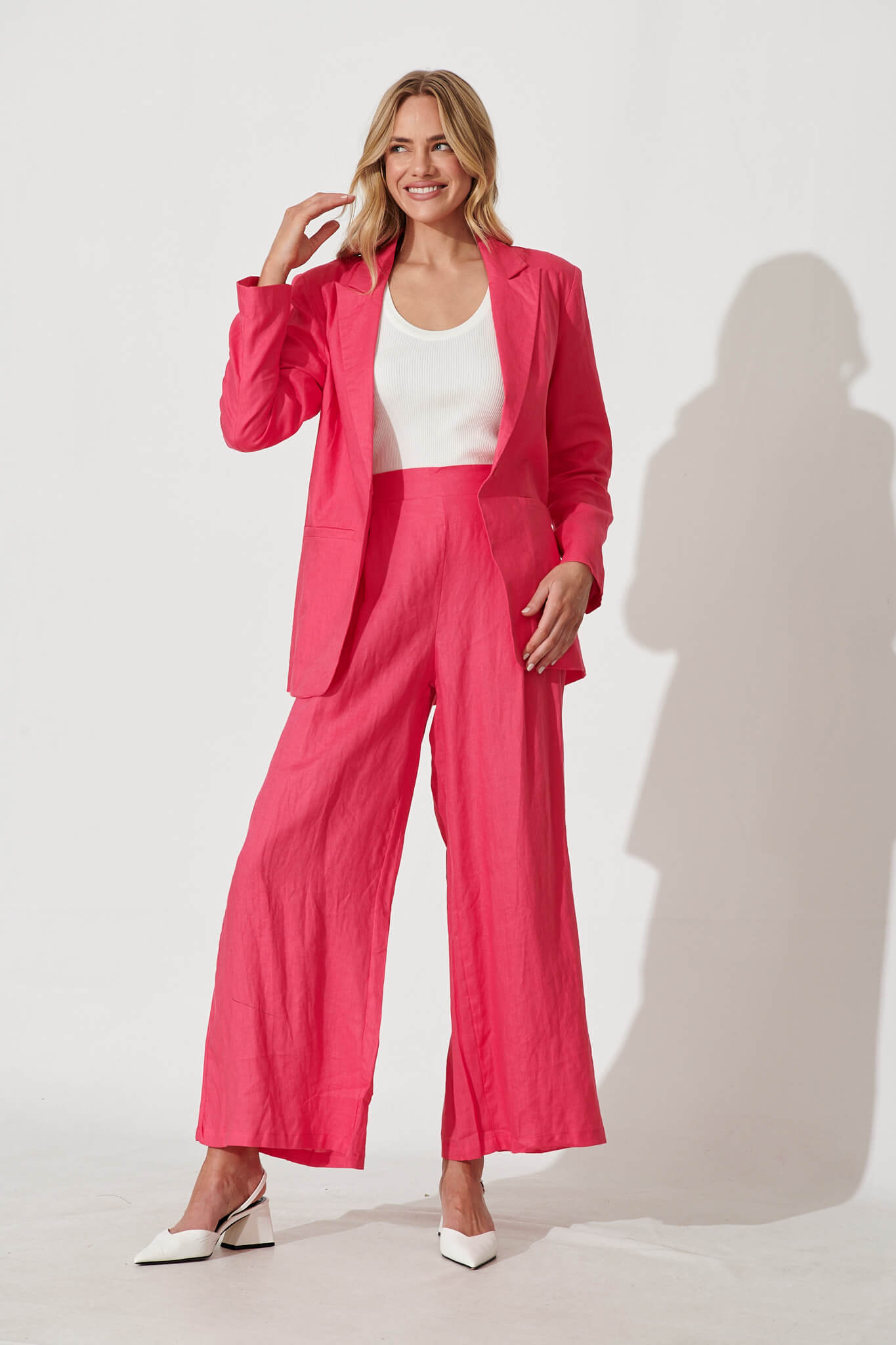 Stanford Pant In Hot Pink Linen – St Frock