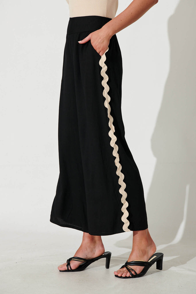 Chaser Pant In Black Linen Cotton Blend - side