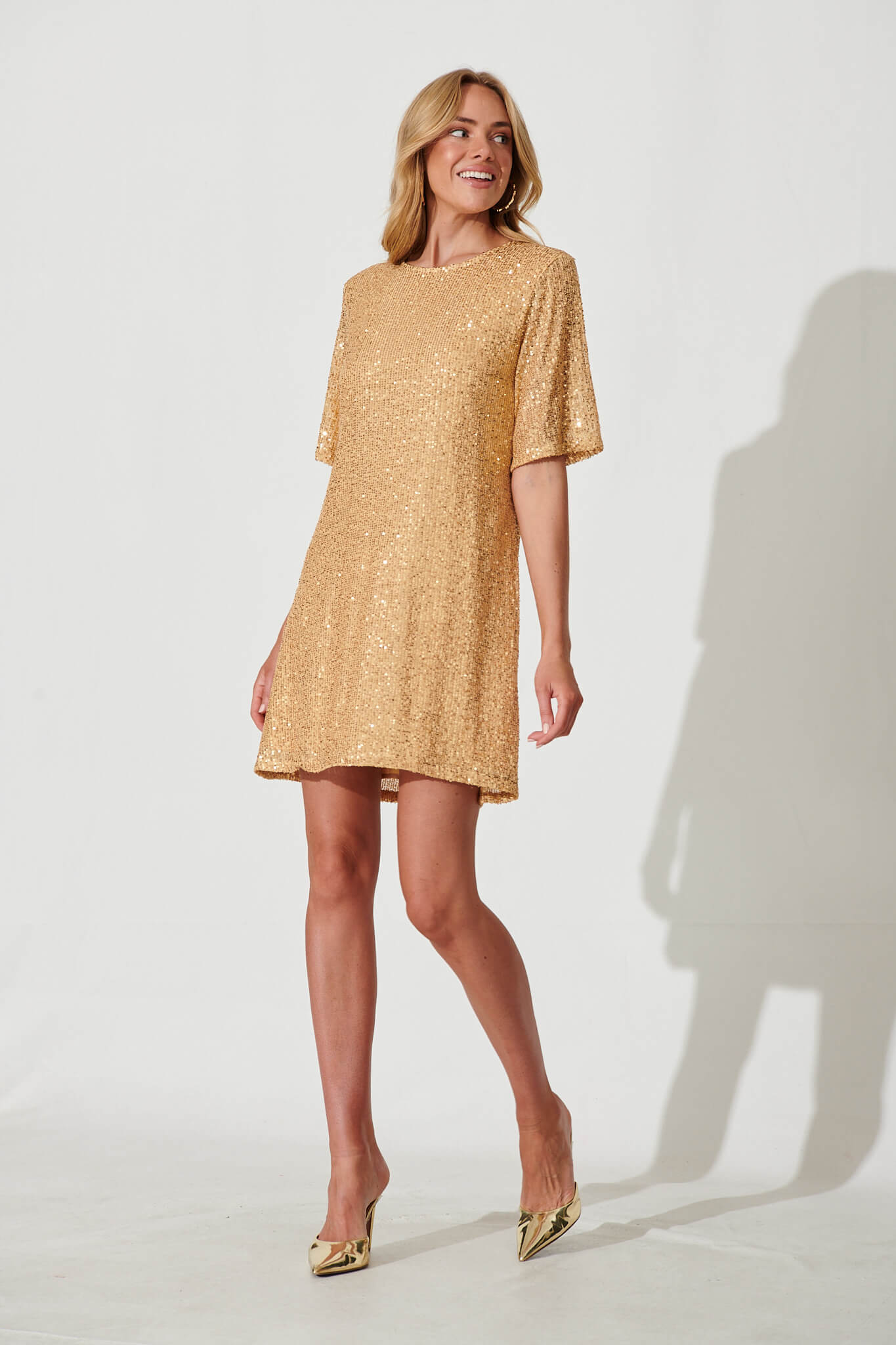 Keeps getting better clearance gold skater dress