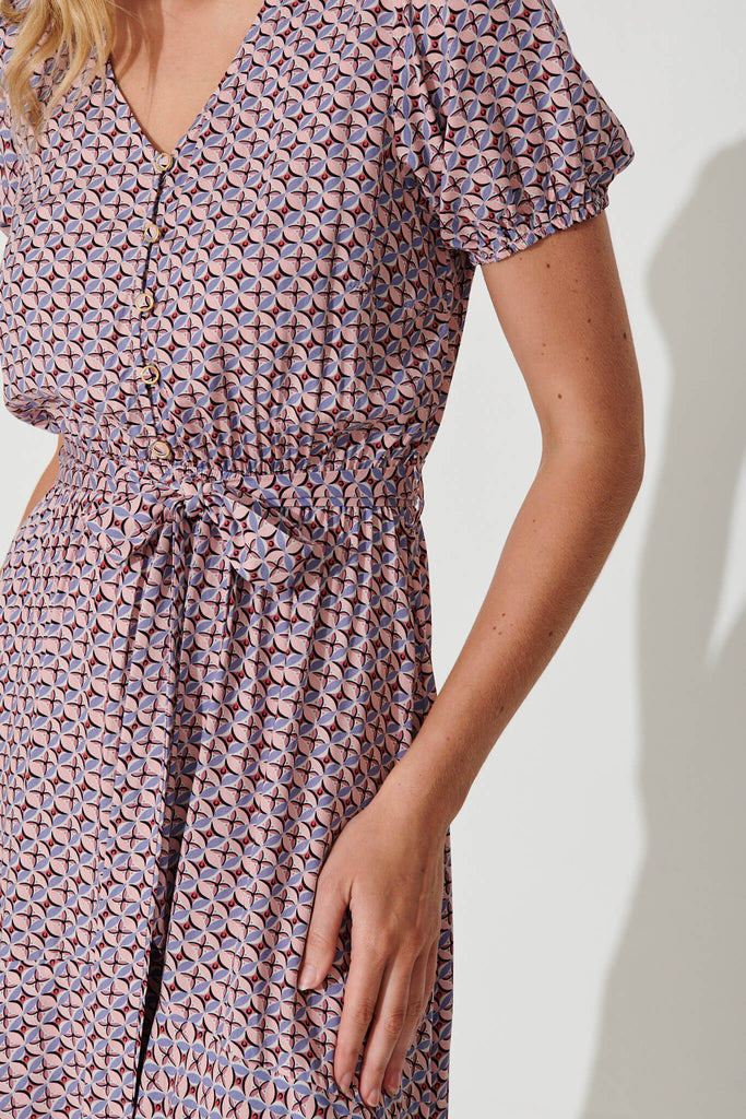 Magari Dress In Blush Geometric Print - detail