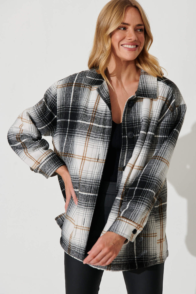 Kelis Shacket In Black Check Cotton - front