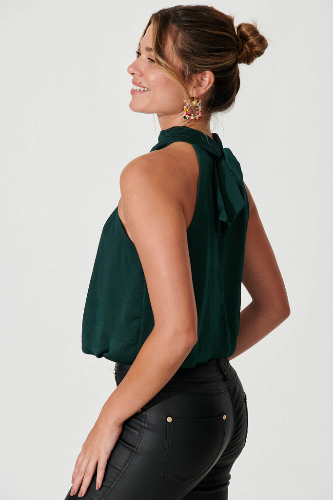 Roxanne Top In Emerald Satin - side