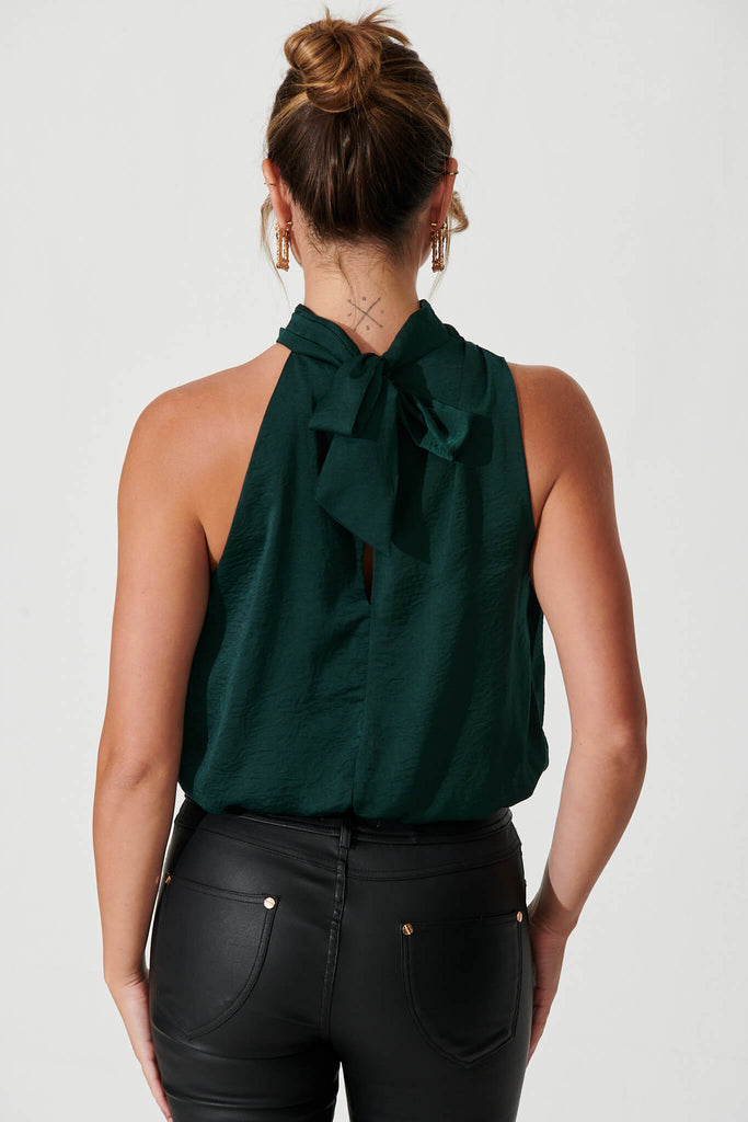 Roxanne Top In Emerald Satin - back