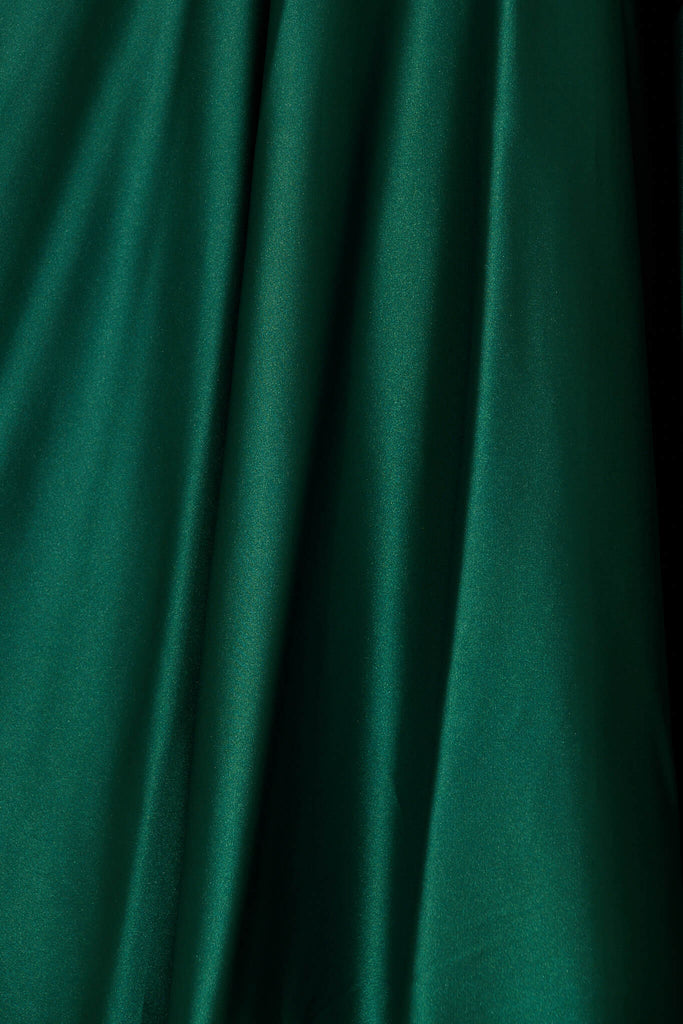 Helsinki Maxi Dress In Emerald Green Satin - fabric