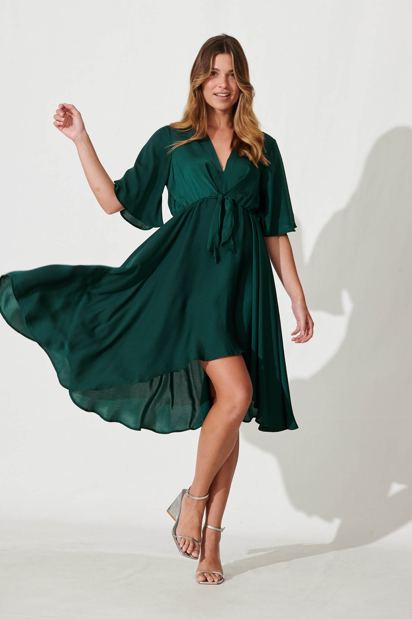 A line emerald green dress best sale