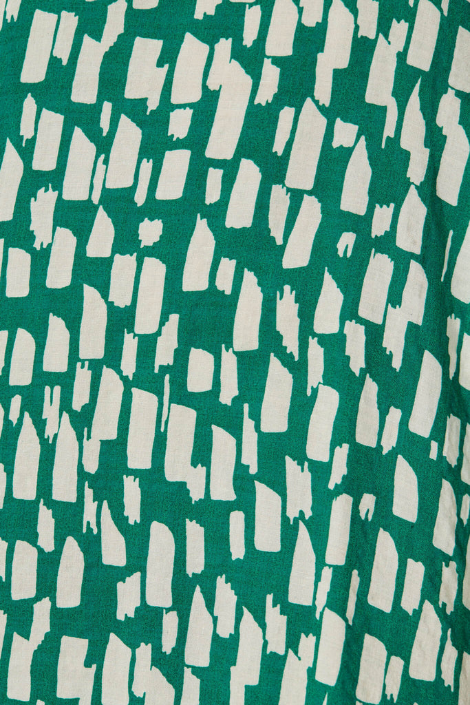 Nectar Smock Dress In Green And White Cotton Blend - fabric