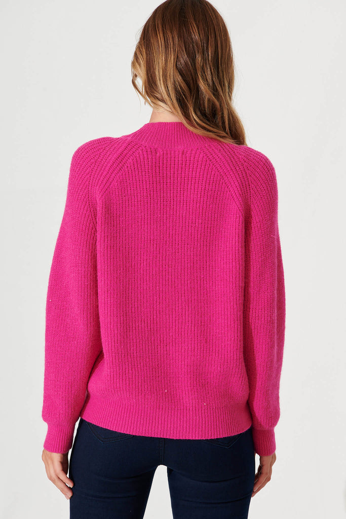 Tasmin Knit In Fuchsia Wool Blend - back